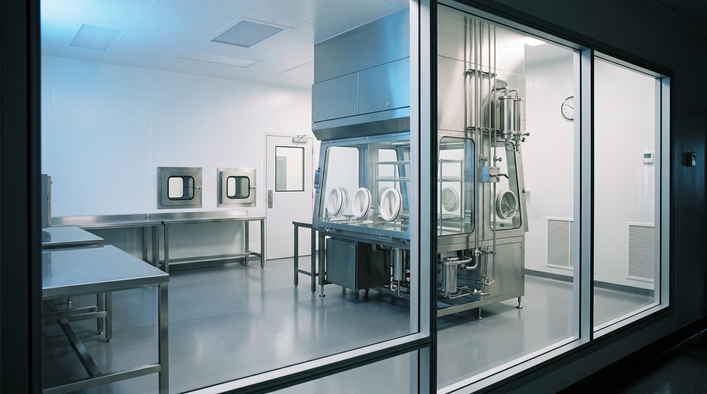 GMP-compliant cell therapy manufacturing cleanroom with stainless equipment