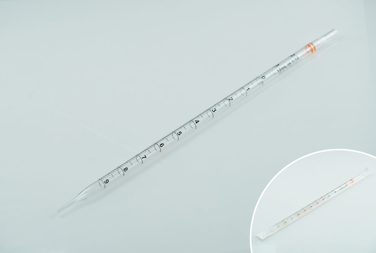 NEST 10mL Serological Pipette — individually wrapped, sterile, color-coded orange
