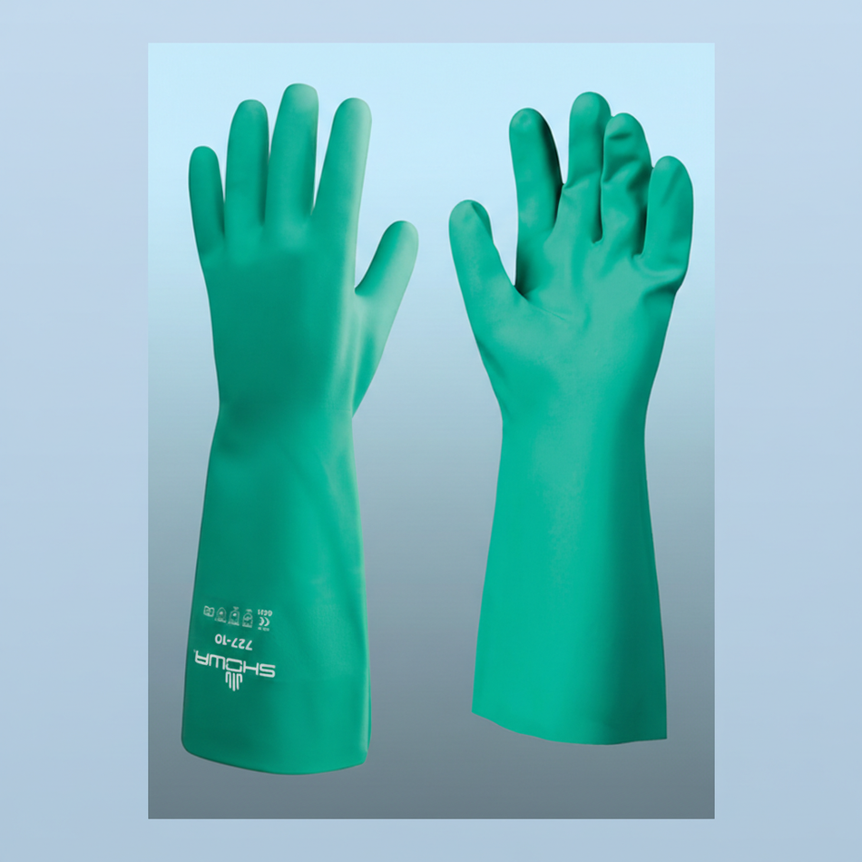 SHOWA 727 Unlined Nitrile Chemical Resistant Gloves