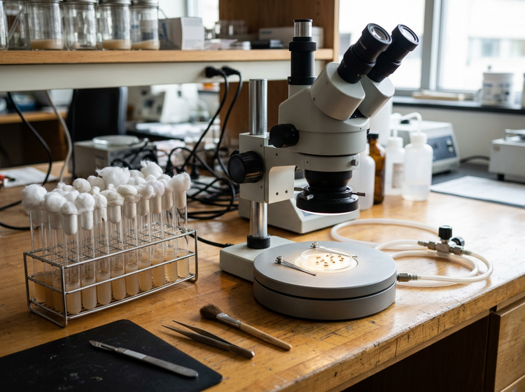 Drosophila Supplies - fly vials, microscope, genetics tools