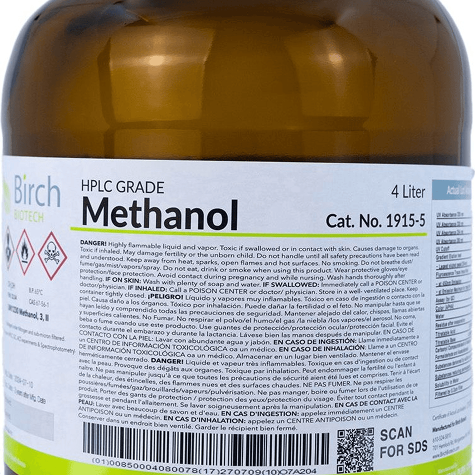 PRISTINE Methanol, HPLC - Labeled Bottle