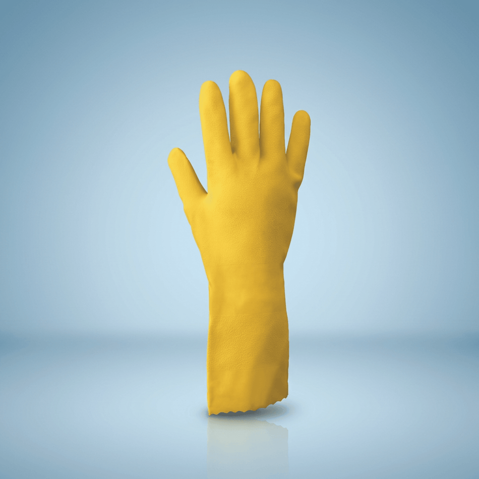 SHOWA 709B Yellow Chemical Resistant Gloves — natural rubber with bisque grip